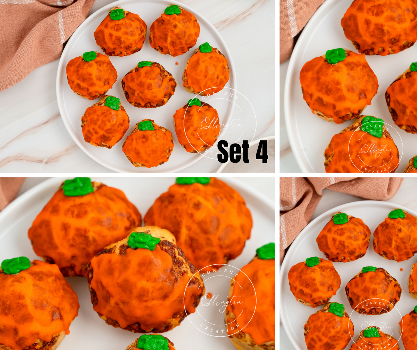 Pumpkin Shaped Cinnamon Rolls Set 4 of 4