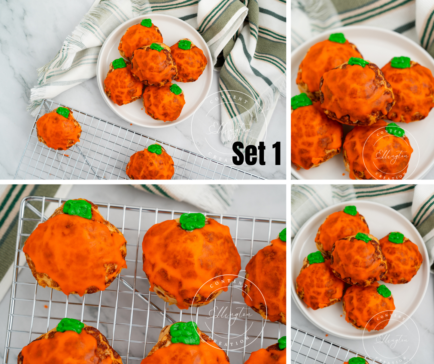 Pumpkin Shaped Cinnamon Rolls Set 1 of 4